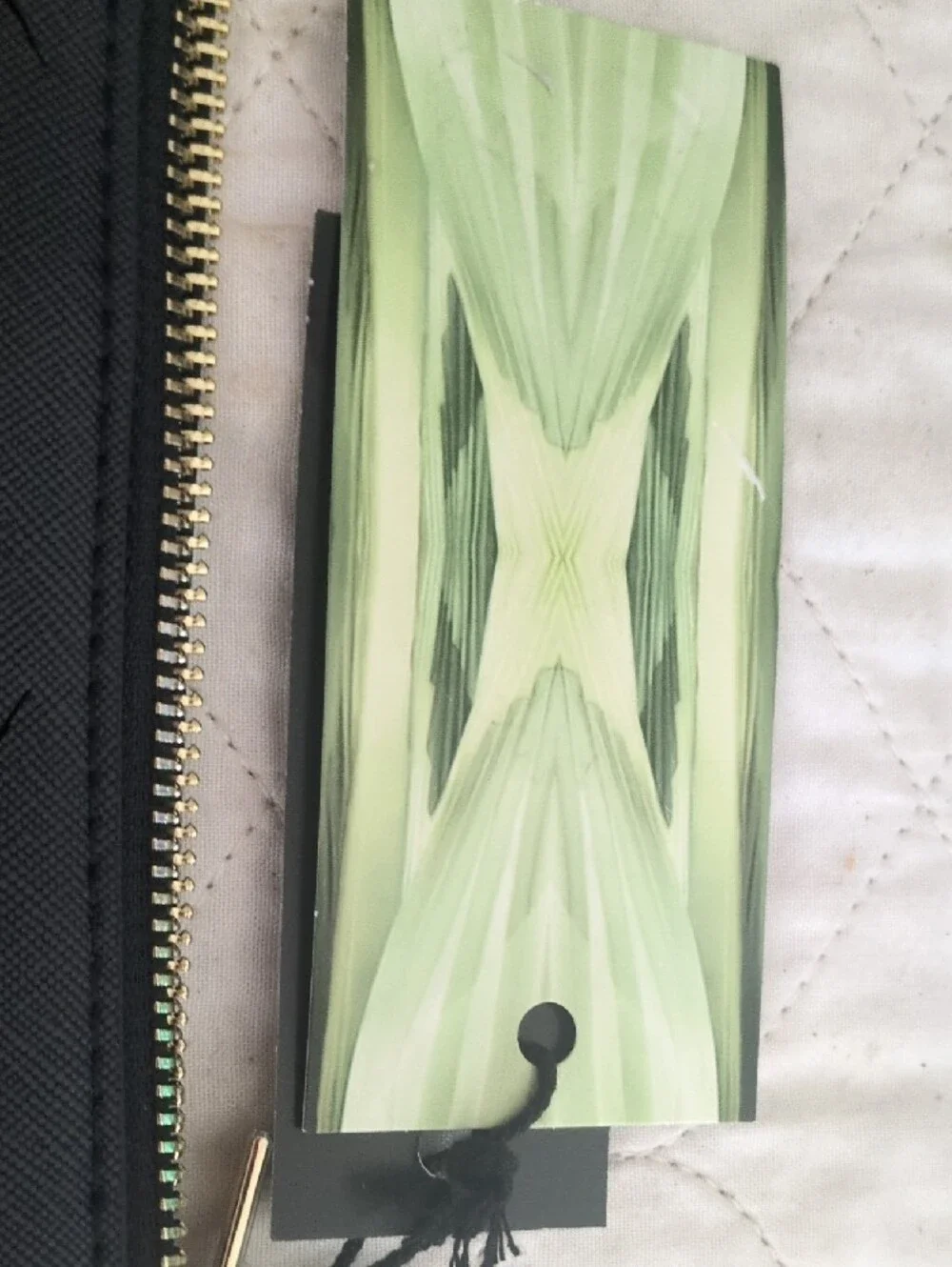 Butterfly Design Black Laser-Cut Cosmetic Pouch with Green Underlay